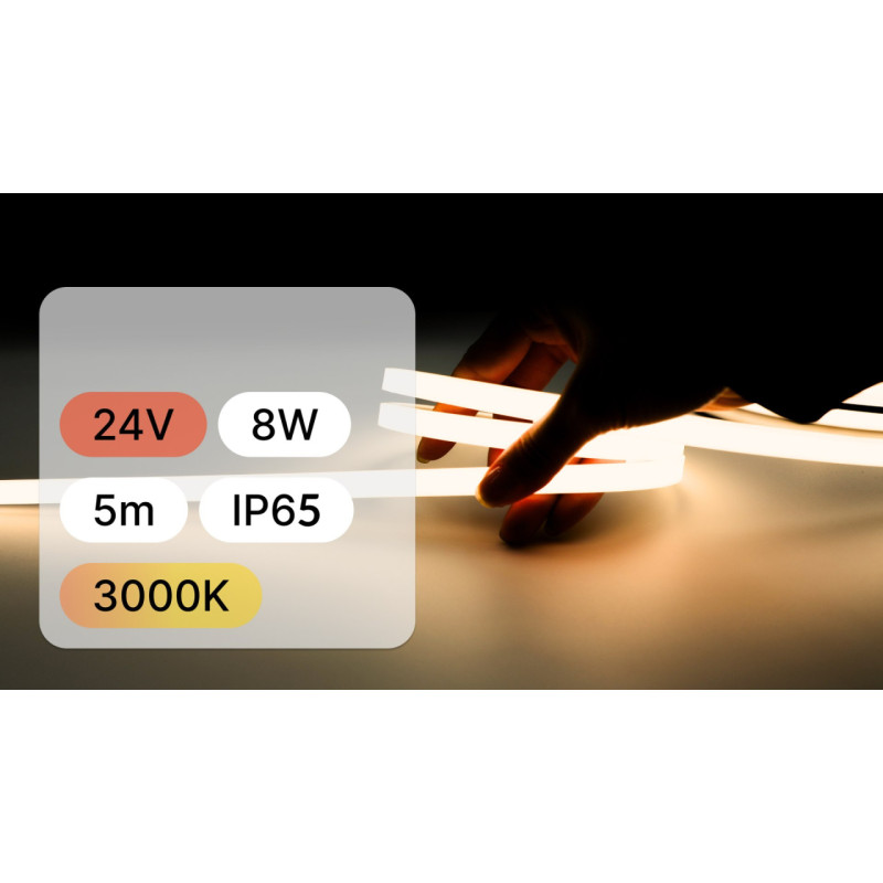 Taśma Led Wodoodporna 24V 8W Ip65 3000K Ciepła - 5M