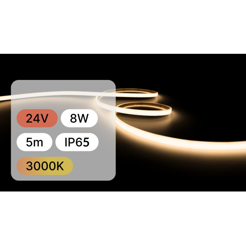 Taśma Led Wodoodporna 24V 8W Ip65 3000K Ciepła - 5M
