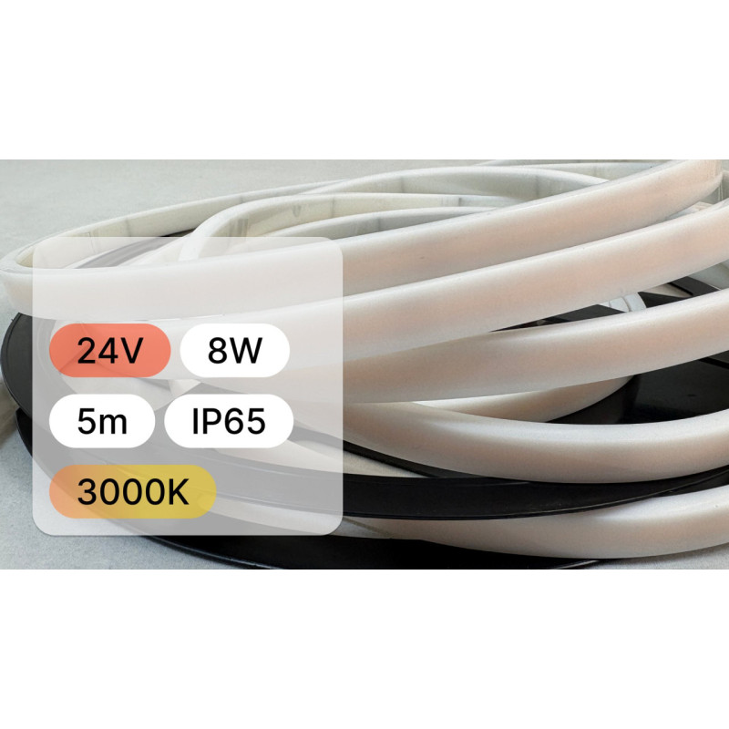 Taśma Led Wodoodporna 24V 8W Ip65 3000K Ciepła - 5M