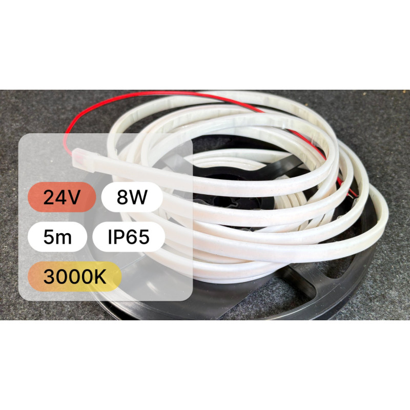 Taśma Led Wodoodporna 24V 8W Ip65 3000K Ciepła - 5M
