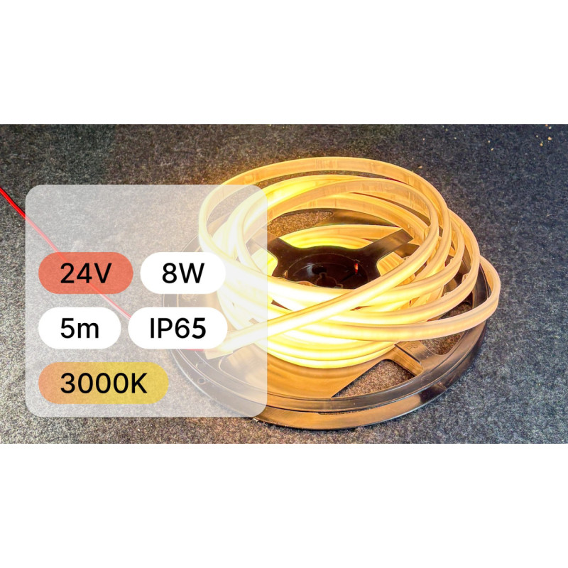 Taśma Led Wodoodporna 24V 8W Ip65 3000K Ciepła - 5M
