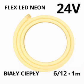 Flex Led Neon 6/12 24V Biały Ciepły 1M N24007