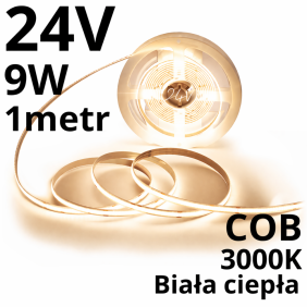 Taśma Led Cob 24V 1 Metr Biała Ciepła 9W Ip20 480