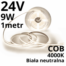 Taśma Led Cob 24V 1 Metr Biała Dzienna 9W Ip20 480