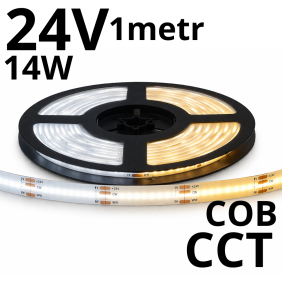 Taśma LED COB CCT 24V 14W/m 2700–6500K 10mm 1m CRI90 IP20 608 LED/m