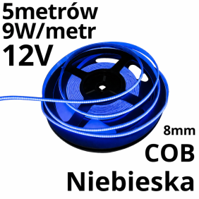 Taśma LED NIEBIESKA 12V COB 480 9W/m IP20 rolka 5m