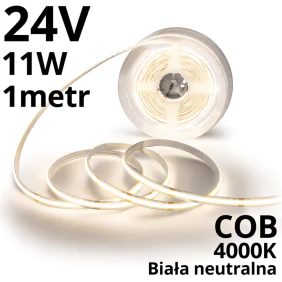 TAŚMA LED Neutralna 24V COB 11W IP20 4000K 8mm -1m