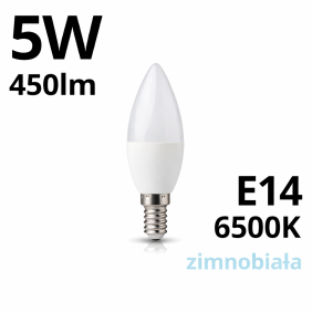 Żarówka Led C30 Candle E14 5W 6500K 450Lm