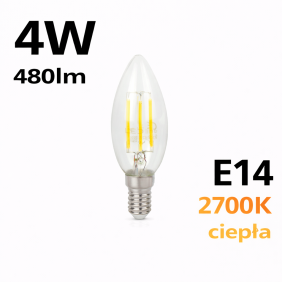 Led Line Lite Żarówka Led E14 4W 2700K 480Lm 220-240V Filament C35 Świeczka