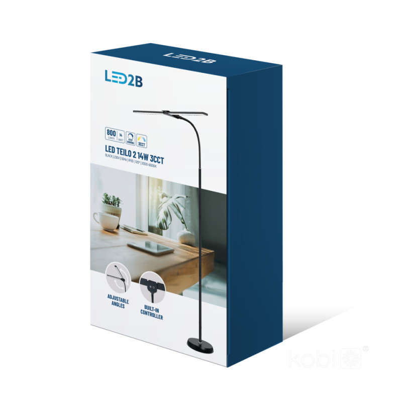 Lampa Podłogowa Teilo 2 14W 3Cct Czarna Led2B