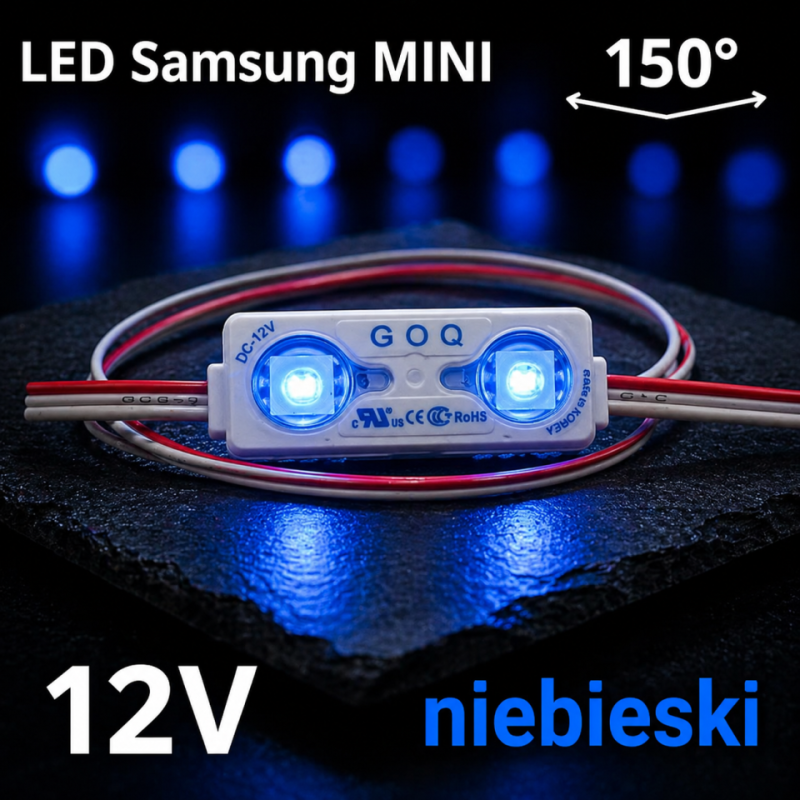 Moduł Led Goq Samsung 2 X Smd 150 Stopni Mini - Niebieski