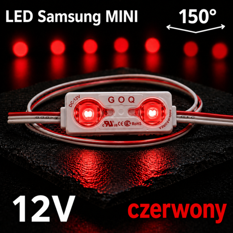 Moduł Led Goq Samsung 2 X Smd 150 Stopni Mini - Czerwony