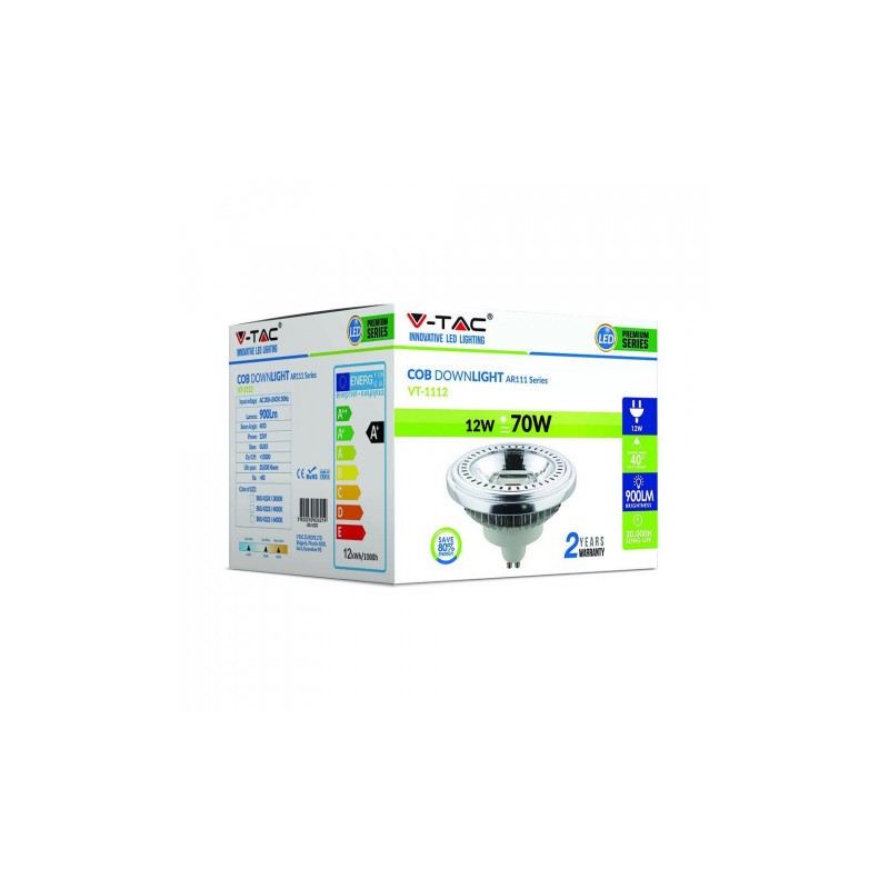 Żarówka LED V-TAC AR111 12W GU10 230V 40st COB VT-1112 2700K 900lm