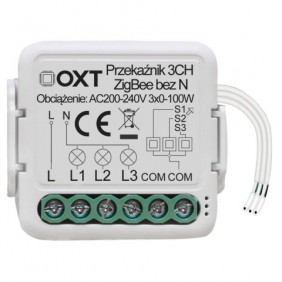 Przekaźnik ZigBee OXT 3 obwody bez żyły N TUYA