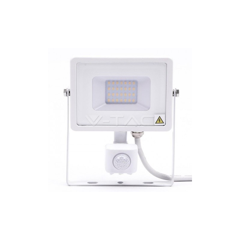 Halogen zewnętrzny LED V-TAC 20W SAMSUNG CHIP Czujnik Ruchu Funkcja Cut-OFF Biały VT-20-S 4000K 1600lm 5 Lat Gwarancji