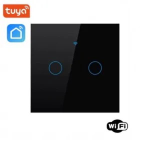 Podwójny włącznik światła WiFi + RF433 czarny Tuya