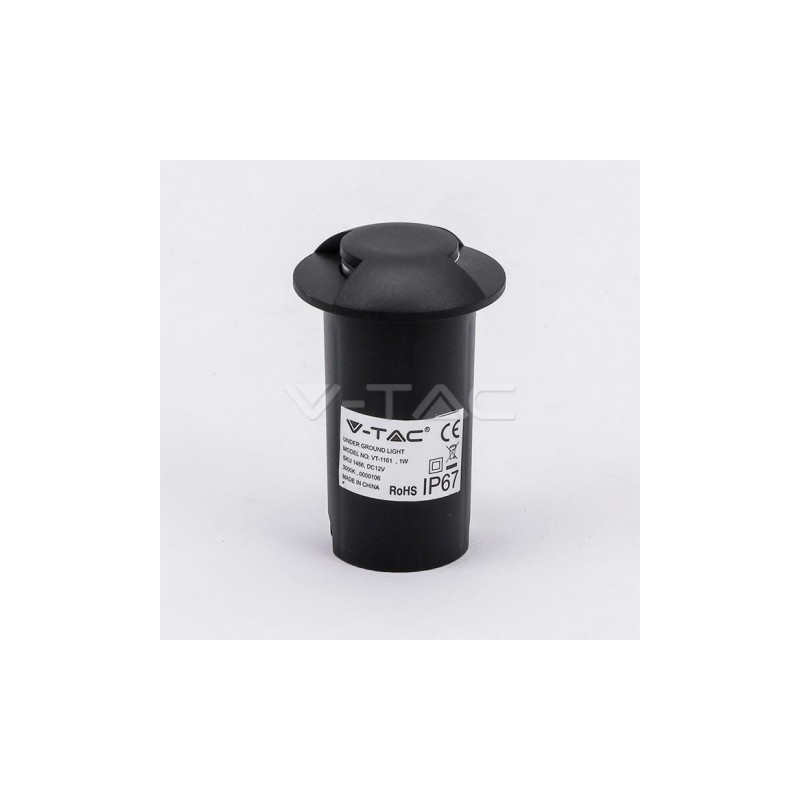 Oprawa Gruntowa 1W LED Czarna 2-stronna VT-1161 3000K IP67 10lm