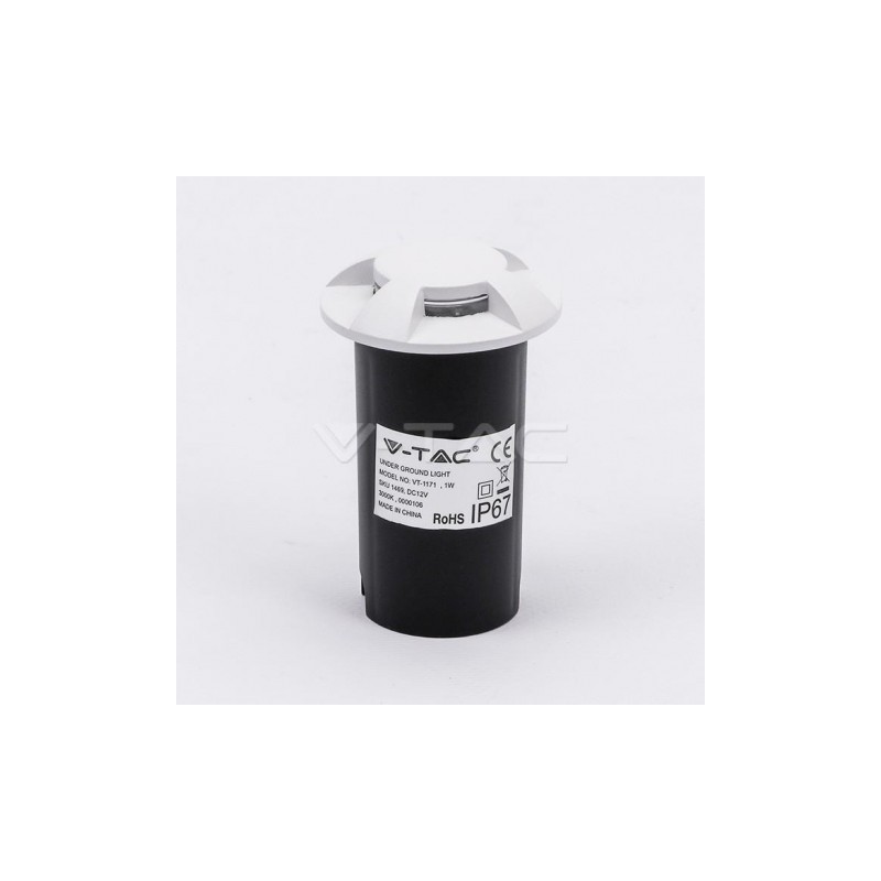 Oprawa Gruntowa 1W LED Biała 4-stronna VT-1171 3000K IP67 10lm