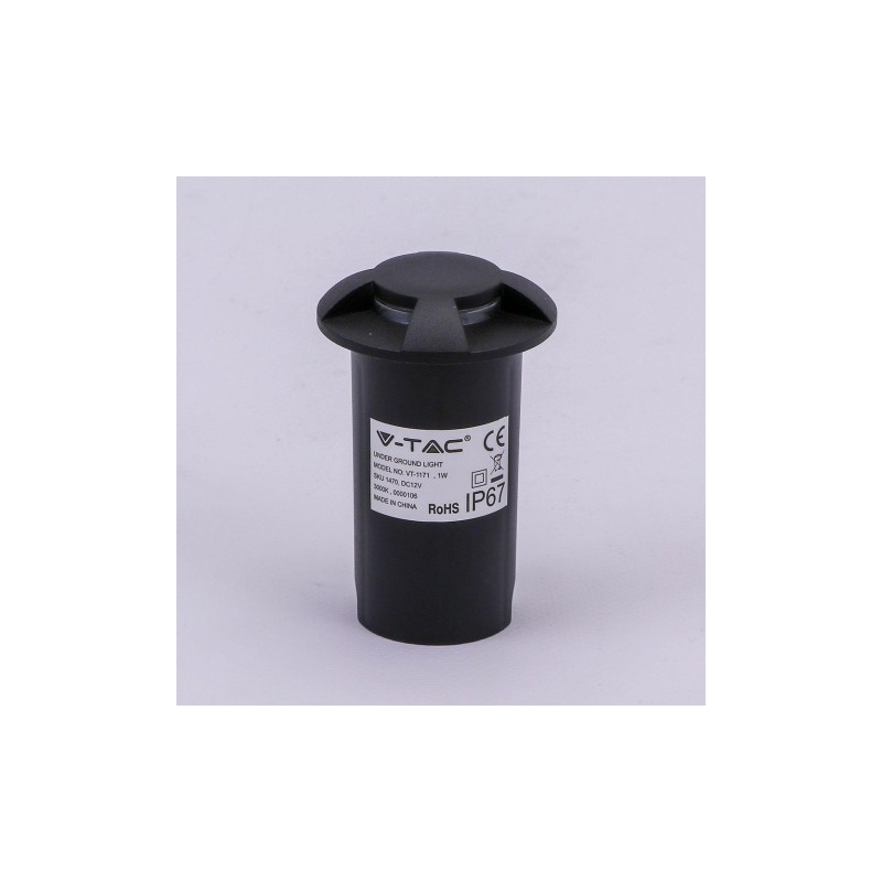 Oprawa Gruntowa 1W LED Czarna 4-stronna VT-1171 3000K IP67 10lm