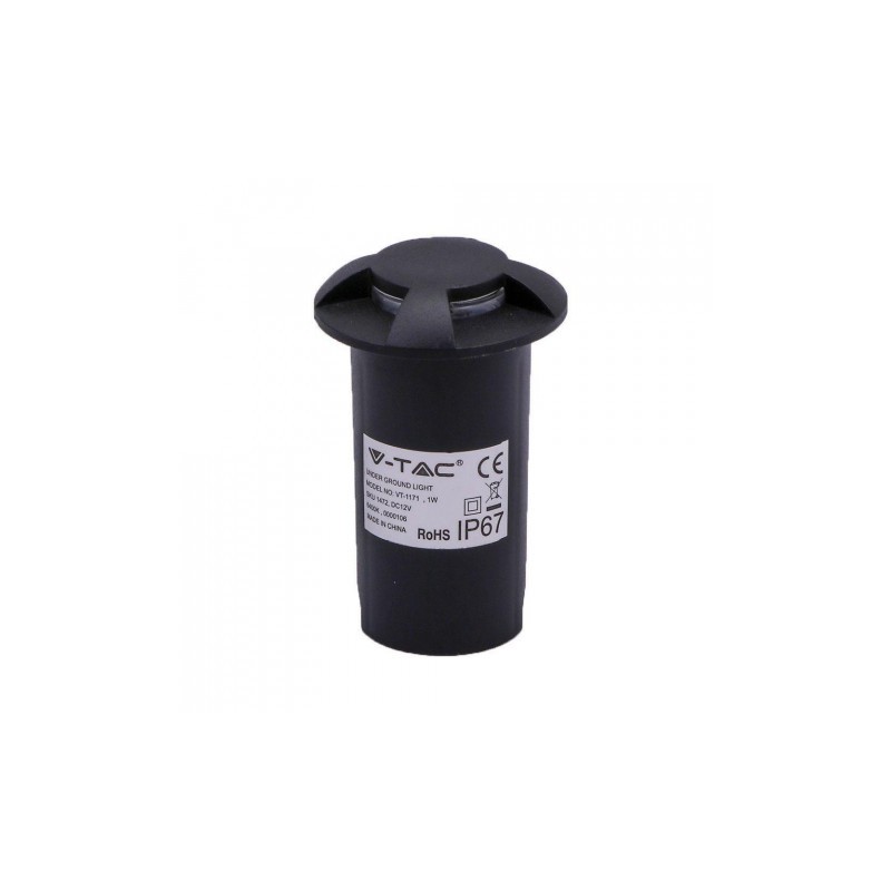 Oprawa Gruntowa 1W LED Czarna 4-stronna VT-1171 6500K IP67 10lm