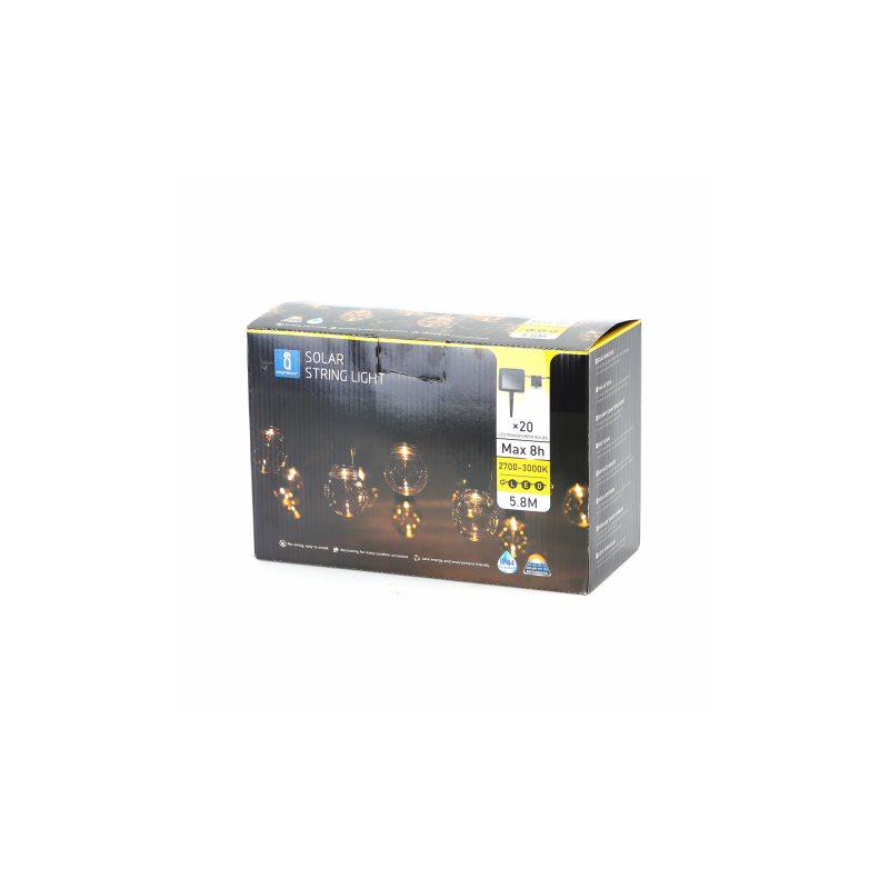 Łańcuch świetlny solarny LIGHT02 20 LED Biały Ciepły