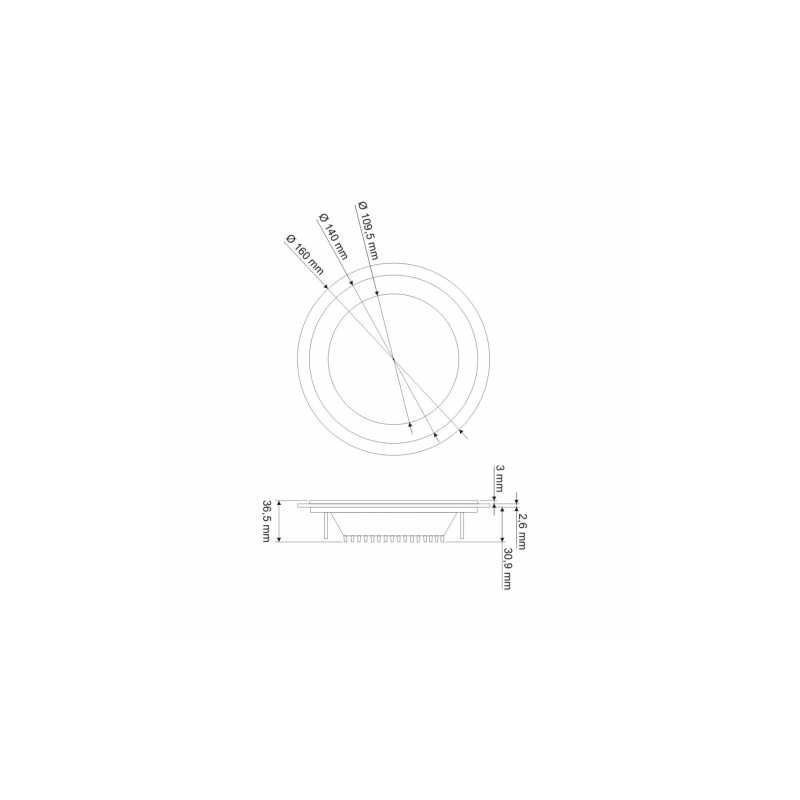 Plafon LED 12W ART podtynkowy, szklany, okrągły 160mm - biała ciepła
