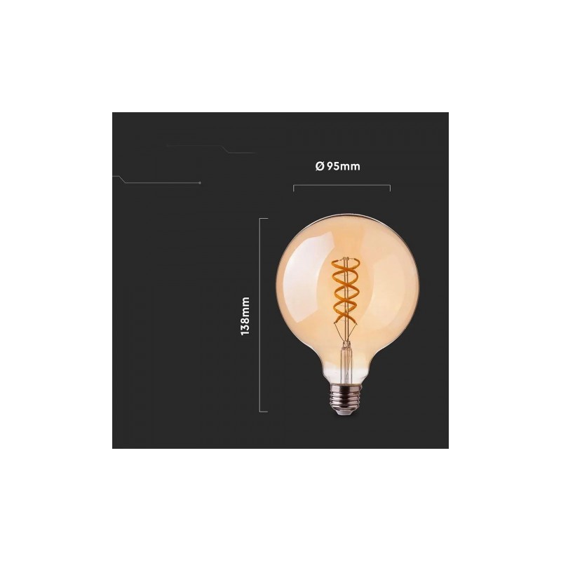Żarówka LED V-TAC 5W Filament E27 Kula G95 Złota VT-2075 2200K 300lm