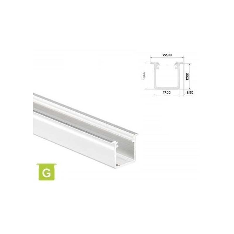 Profil aluminiowy do taśm LED wpuszczany LUMINES typ G - biały - 1 metr