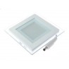 Plafon LED 12W ART podtynkowy, szklany, kwadratowy 160x160mm - biała ciepła