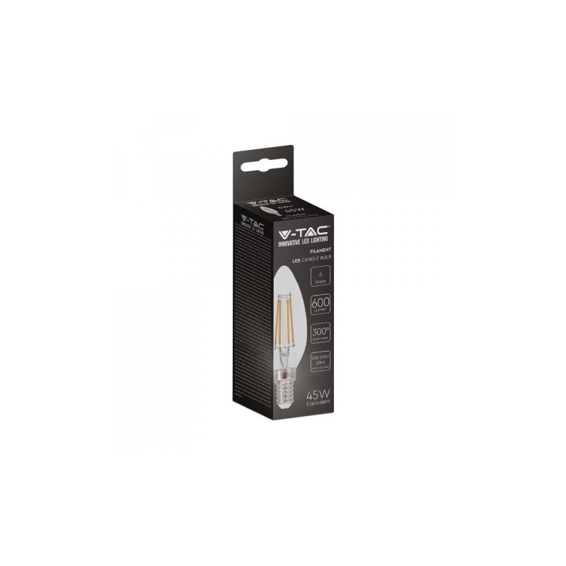 Żarówka LED V-TAC V-TAC 6W Filament E14 Przezroczysta Świeczka VT-2127 4000K 600lm