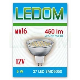 Żarówka LED MR16 GU5.3 12V 5W 27xSMD5050 - biała ciepła