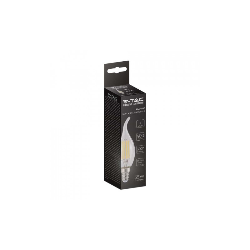 Żarówka LED V-TAC 4W Filament E14 Świeczka Płomyk VT-1997 6500K 400lm