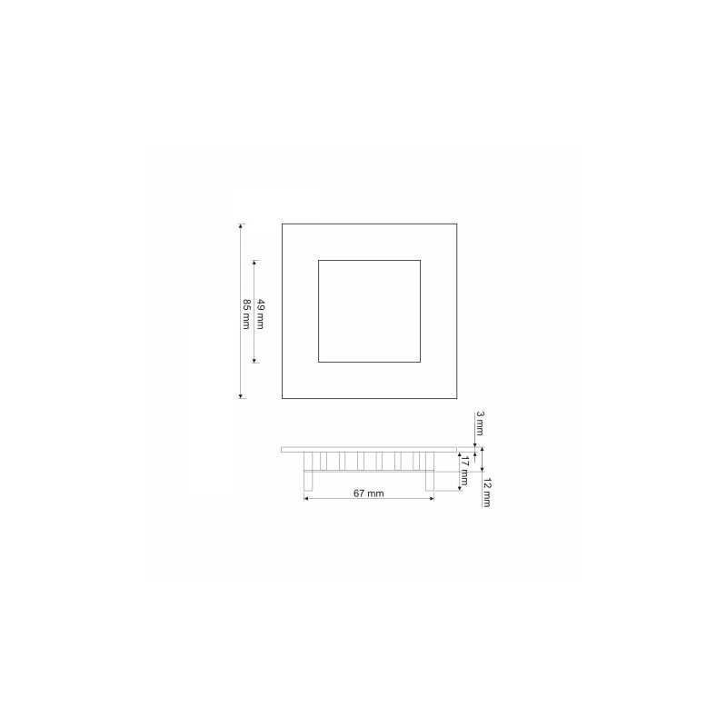 Plafon LED 3W kwadratowy, podtynkowy ULTRA SLIM 84x84mm - biała ciepła 3000K