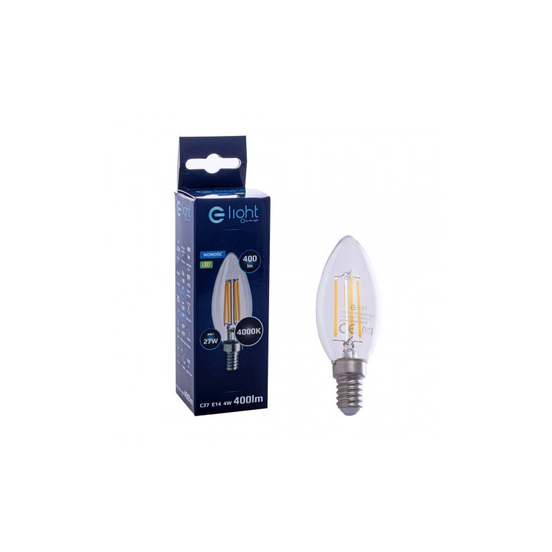 Żarówka Filamentowa LED 4W Świeczka E14 4000K