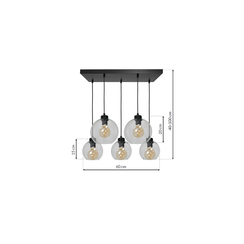 Lampa wisząca SOFIA CLEAR 5xE27