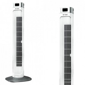 Wentylator wieżowy V-TAC z wyświetlaczem temperatury i pilotem 55W 95cm Biały VT-5536