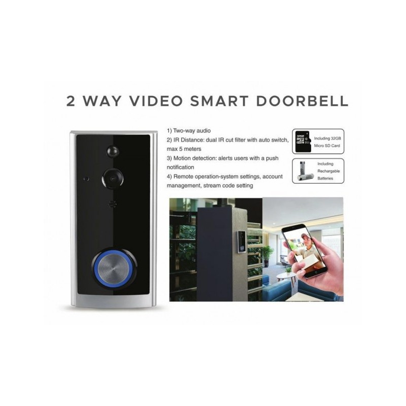 Dzwonek SMART Tuya Video Czarny 720P V-TAC VT-5412