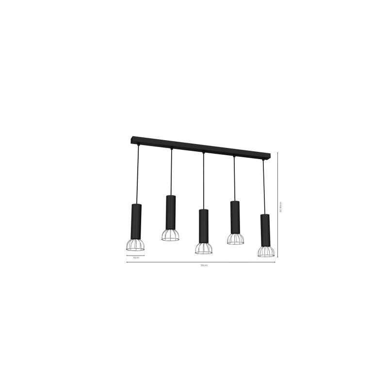 Lampa Wisząca DANTE BLACK/SILVER 5xGU10