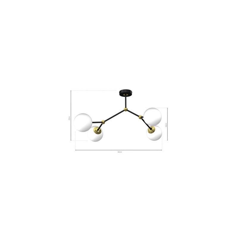 Lampa sufitowa JOY BLACK / GOLD 4xE14