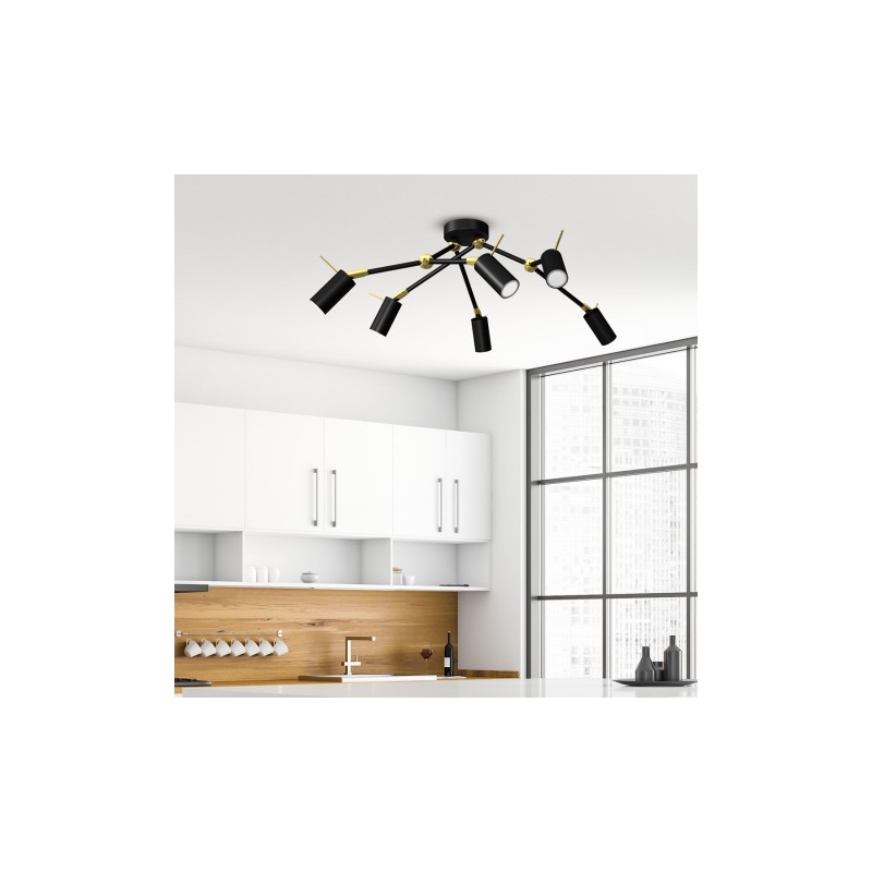 Lampa sufitowa IRIS Black/Gold 6x mini GU10