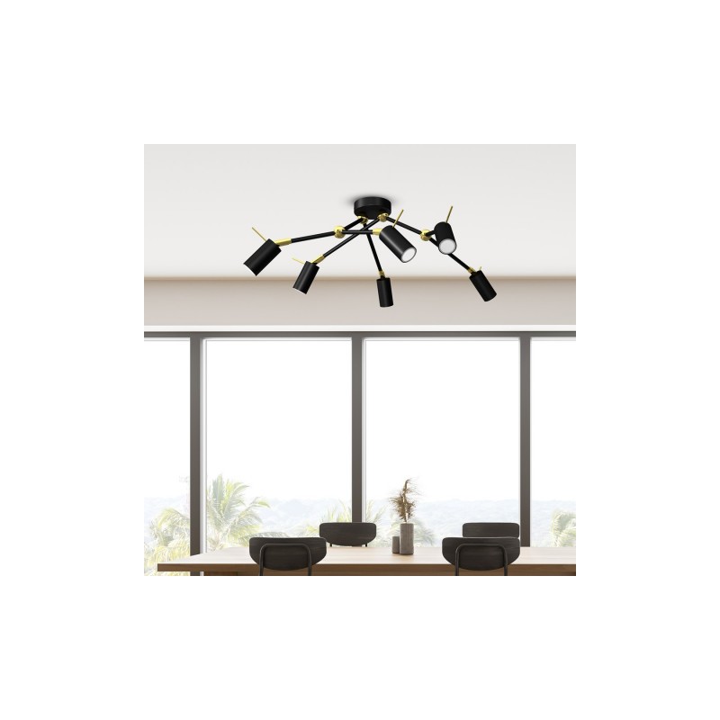 Lampa sufitowa IRIS Black/Gold 6x mini GU10
