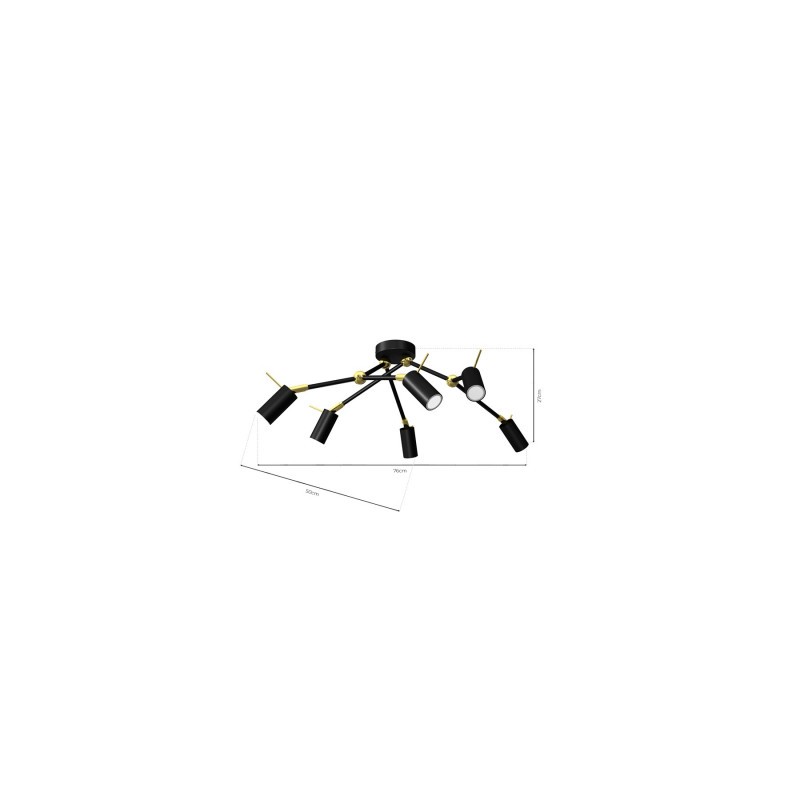 Lampa sufitowa IRIS Black/Gold 6x mini GU10