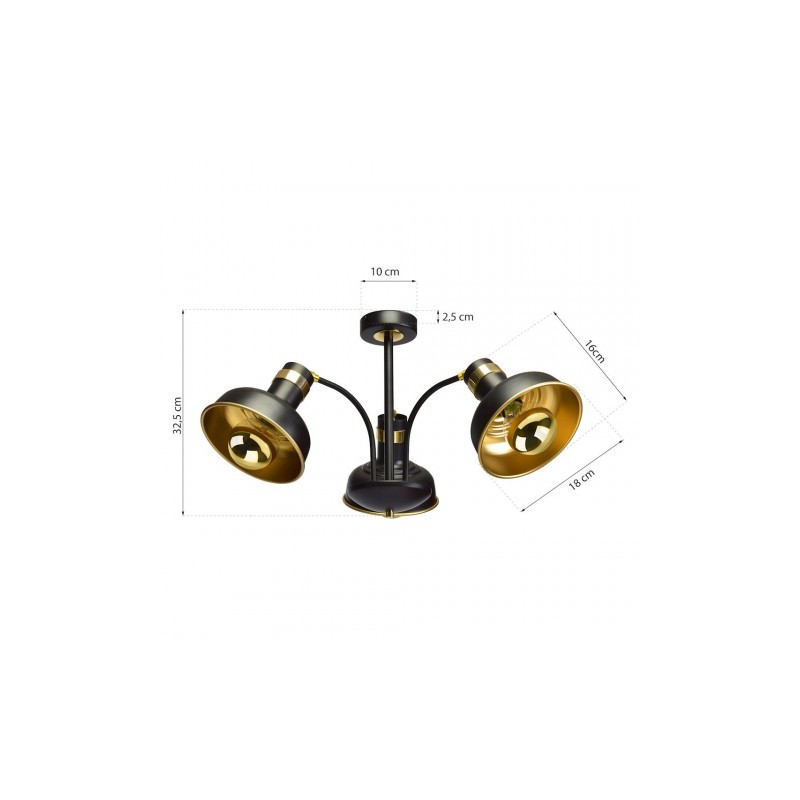 Lampa sufitowa MARGO BLACK/GOLD 3xE27