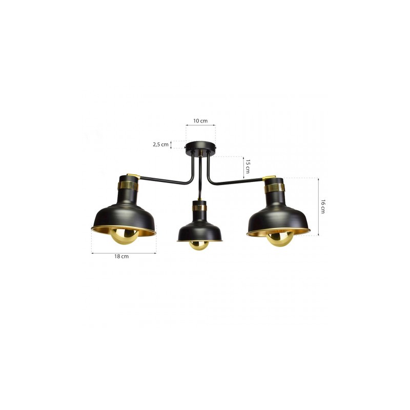 Lampa sufitowa MARGO 3xE27 BLACK/GOLD 3xE27