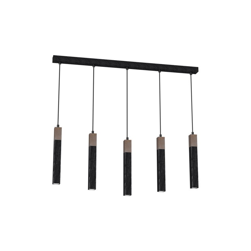 Lampa wisząca SOLO SAWN BLACK / PATINATED WOOD 5x mini GU10