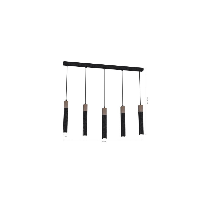 Lampa wisząca SOLO SAWN BLACK / PATINATED WOOD 5x mini GU10