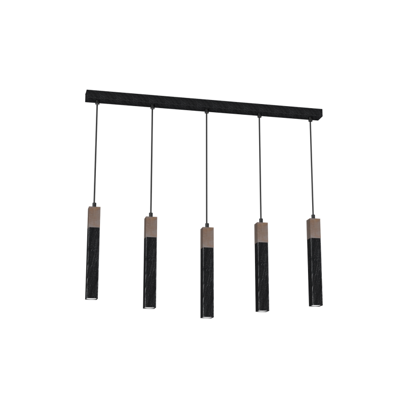 Lampa wisząca SOLO SAWN BLACK / PATINATED WOOD 5x mini GU10