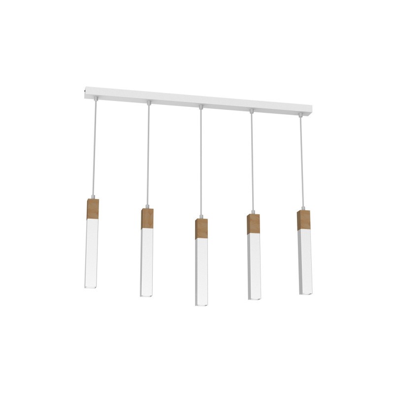 Lampa wisząca SOLO SAWN WHITE / PATINATED WOOD 5x mini GU10