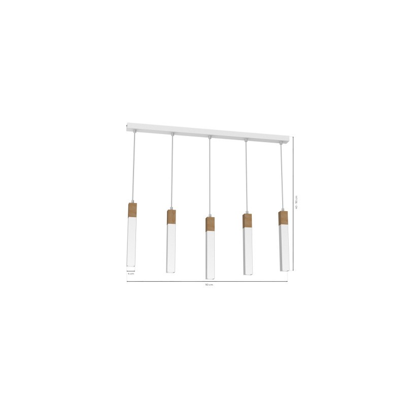 Lampa wisząca SOLO SAWN WHITE / PATINATED WOOD 5x mini GU10