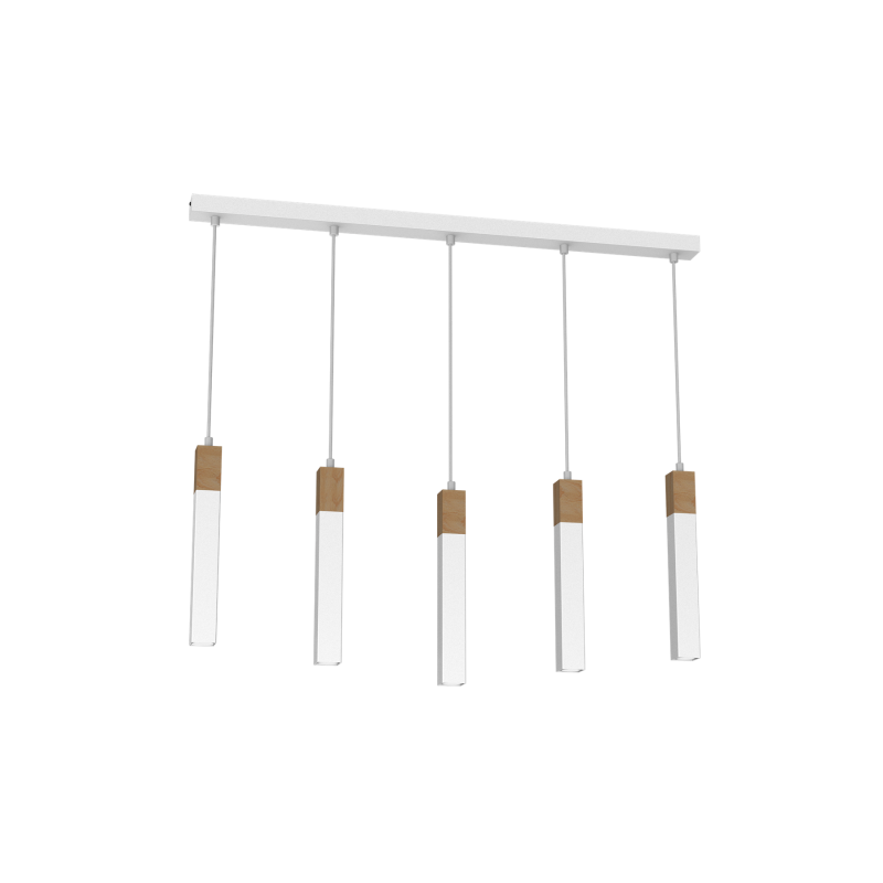 Lampa wisząca SOLO SAWN WHITE / PATINATED WOOD 5x mini GU10